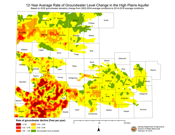 Rate of groundwater change 2003-2015